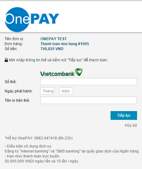 Tích hợp Cổng thanh toán OnePay (Nội địa)